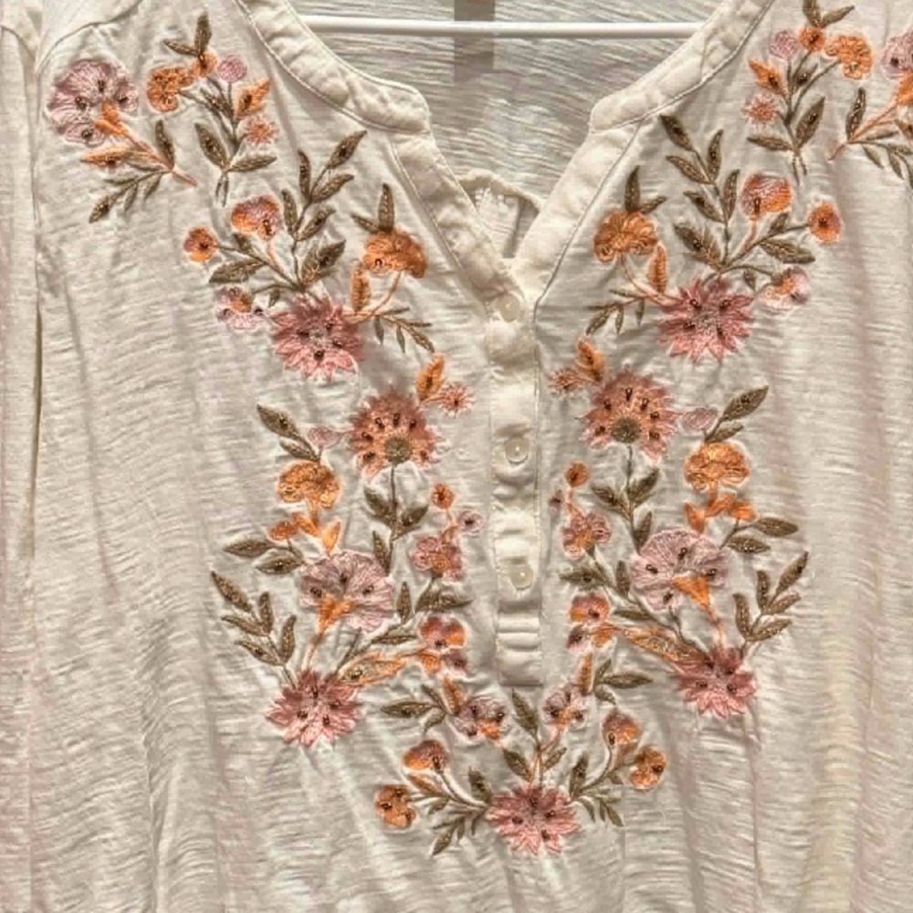 Style & Co. White Floral Embroidered Blouse 3X - Picture 4 of 6